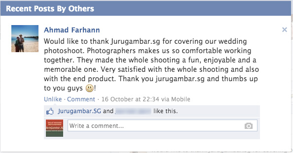 Satisfied Testimonial from Happy Jurugambar SG Customer!